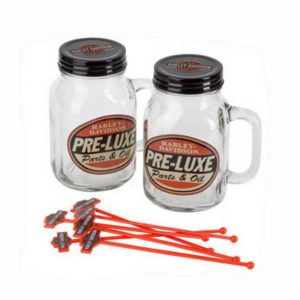 Set di barattoli di vetro Harley-Davidson®, set regalo di barattoli di vetro Pre-Look, 2 - 20 once. SDL-18754