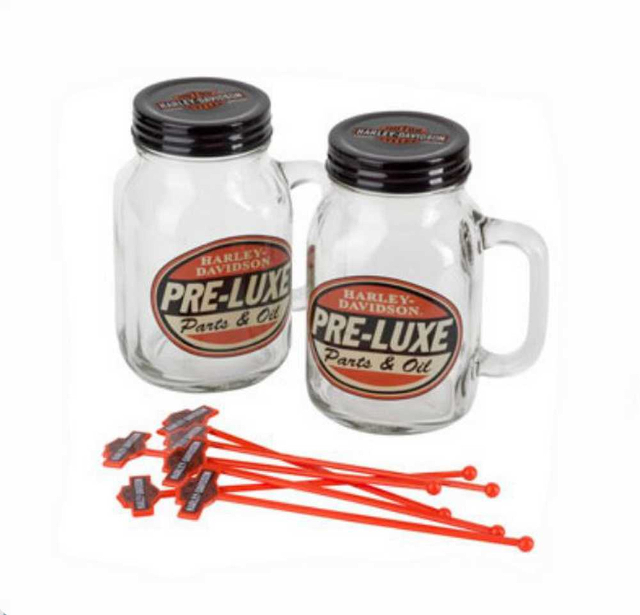 Set di barattoli di vetro Harley-Davidson®, set regalo di barattoli di vetro Pre-Look, 2 - 20 once. SDL-18754 - immagine 1