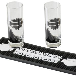 Harley-Davidson® Silhouette Bar & Shield Shooter Set con tappetino per bevande HDL-18769