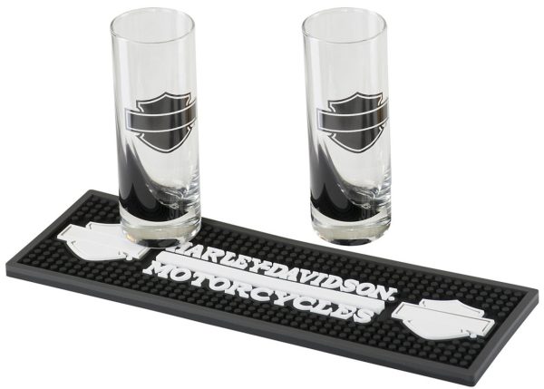 Harley-Davidson® Silhouette Bar & Shield Shooter Set con tappetino per bevande HDL-18769