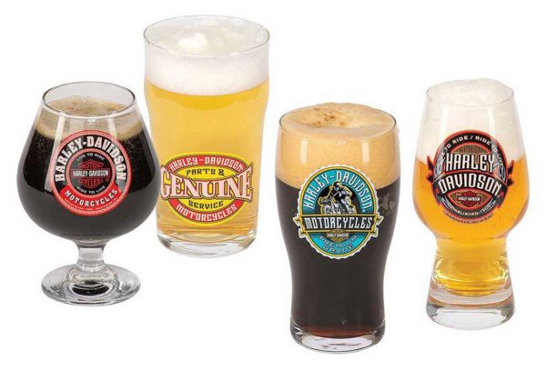 Set di bicchieri da birra artigianali Harley-Davidson® Label, grafica H-D unica - Set di 4