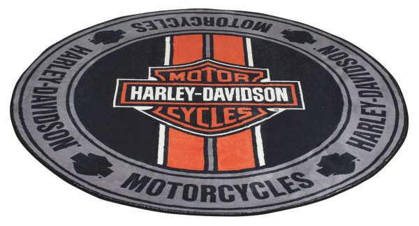 Tappeto rotondo Harley-Davidson® Bar & Shield Logo Racing Stripes -
