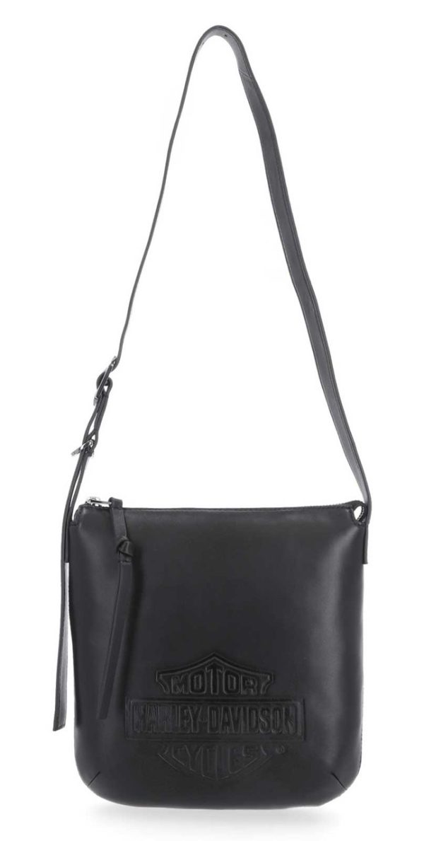 Borsa a tracolla Harley-Davidson® Bar & Shield Logo da donna in vera pelle, nera