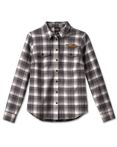 Camicia Harley-Davidson® Women's 120th Anniversary Retro Flannel Shirt - Grey