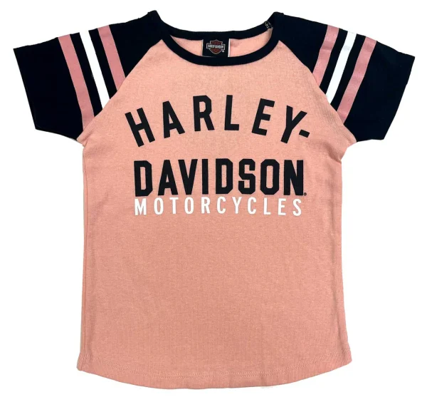 Maglietta sportiva a maniche corte da bambina Harley-Davidson® da bambino a bambina grande | Rosa e nero