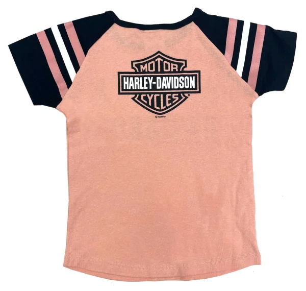 Maglietta sportiva a maniche corte da bambina Harley-Davidson® da bambino a bambina grande | Rosa e nero