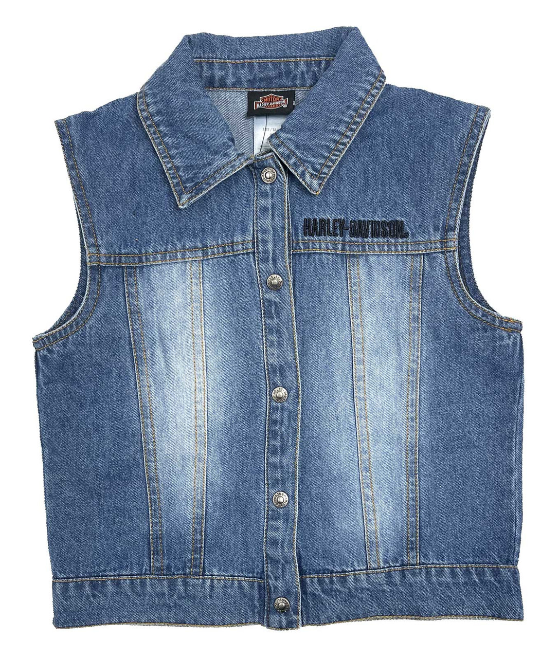 Gilet in denim con logo Harley-Davidson® ricamato Bar & Shield, blu - immagine 1