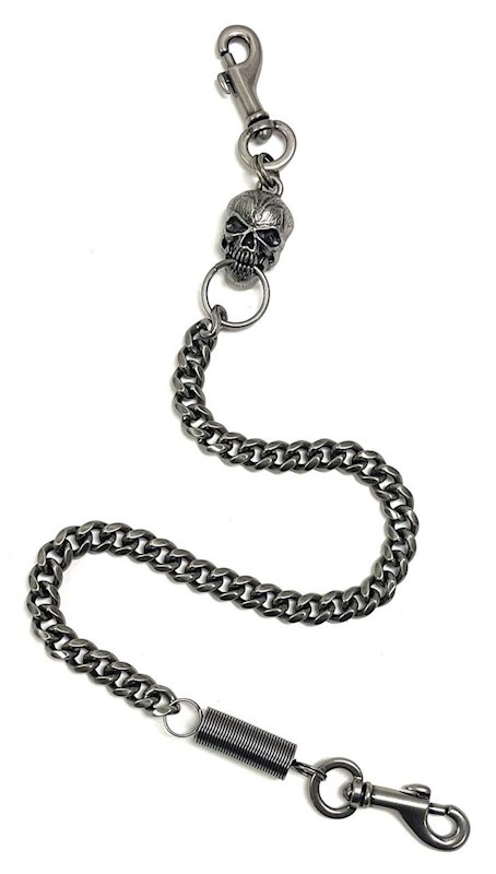 Catena portafoglio Harley-Davidson® Skull & Spring da 24 pollici da uomo, finitura nichel antico