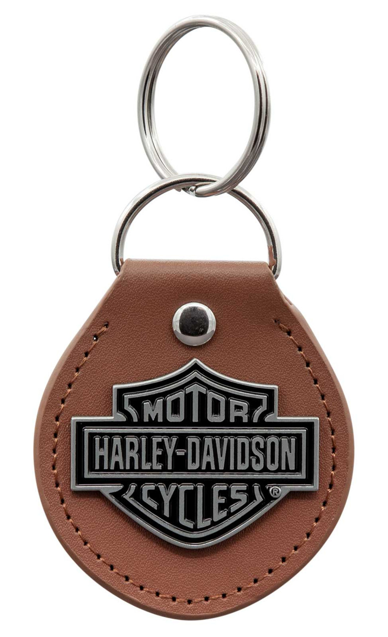 Portachiavi in vinile con logo Harley-Davidson® Classic Bar & Shield - Marrone e argento - immagine 1