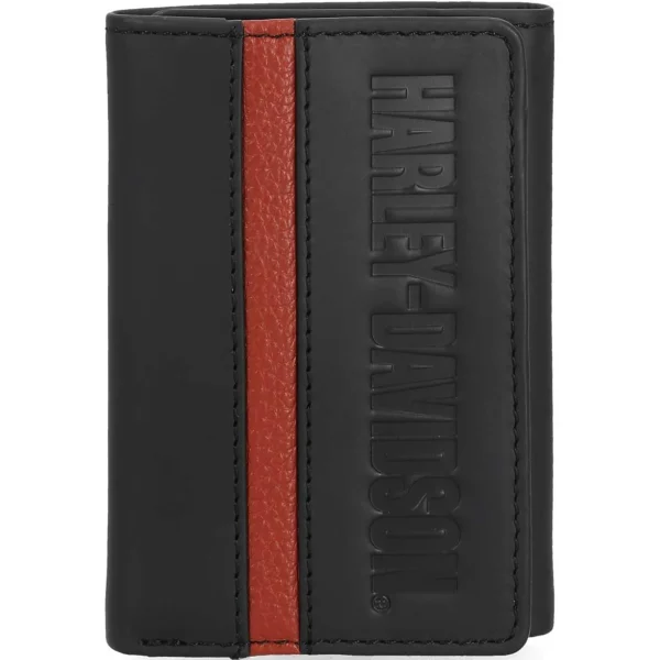 Portafoglio Harley-Davidson H-D Center Block Tri-Fold in pelle da uomo, nero MWM088/08