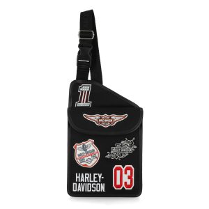 Borsa a tracolla Harley-Davidson® da donna con logo vintage, poliestere nero Articolo # MHW137/08 - immagine 1