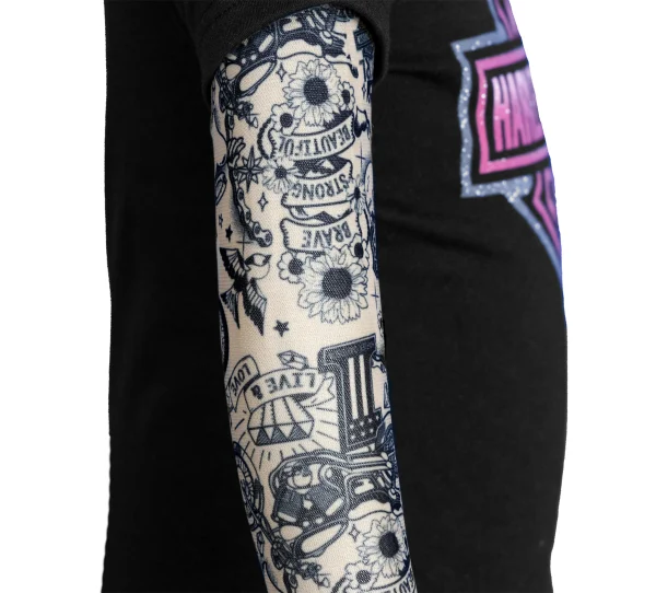 Harley-Davidson® Bambina Nero Body con Tatuaggio Maniche