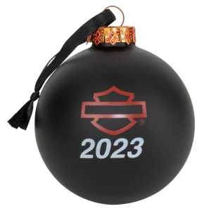 Harley-Davidson® 2023 Bar & Shield Glass Ball Holiday Christmas Tree Ornaments, - immagine 2