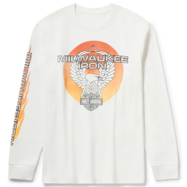Maglietta a maniche lunghe Harley-Davidson Milwaukee Iron Eagle da uomo, bianca 96795-25VM