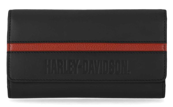 Harley-Davidson® Men's H-D Center Block Genuine Leather Trucker Wallet, Black Item # MWM089/08