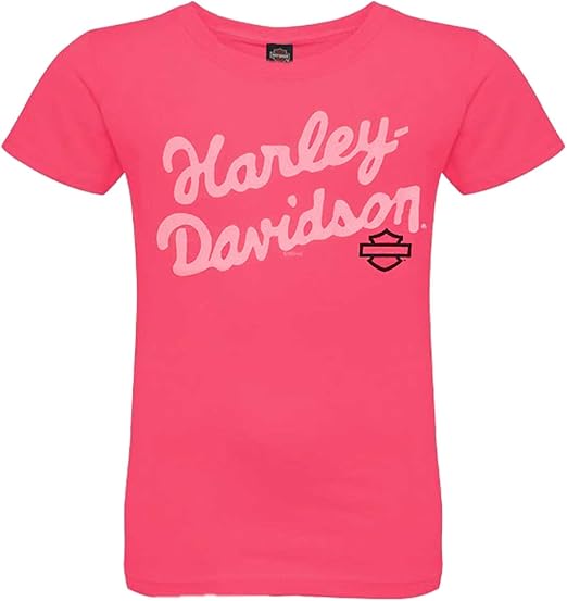 Maglietta a maniche corte Harley-Davidson Beauty Girls Beauty Script - Rosa acceso