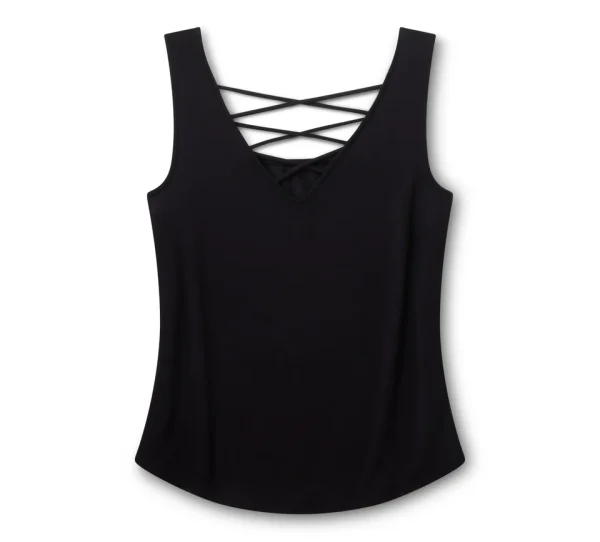 Top Canotta con lacci sul retro Bling H-D® Moto Wings - Harley Black NUOVO ARRIVO