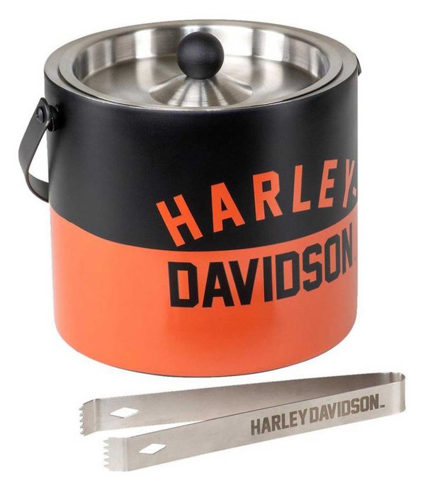 Secchio di ghiaccio Harley-Davidson® Retrò H-D Text, doppia parete in acciaio inox con pinze