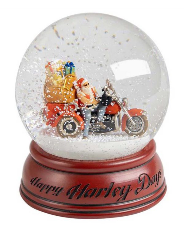 Harley-Davidson® 2025 Biker Babbo Natale Glass, palla di neve scolpita e dipinta a mano Articolo # HDX-99346