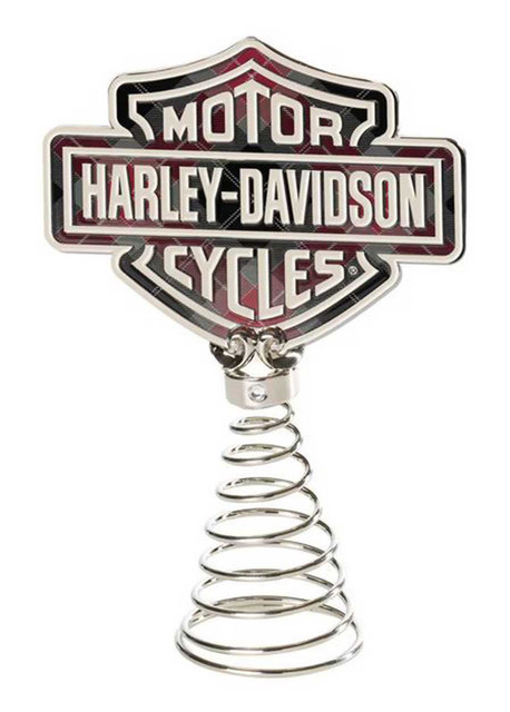 Harley-Davidson® Puntale a quadri natalizio con logo con il logo dell'albero di Natale, argento