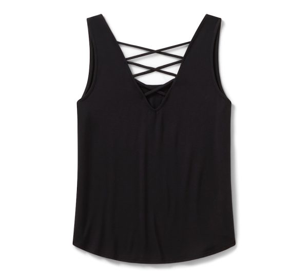 Canotta con lacci sulla schiena Bling H-D Road Trip da donna - Harley Black