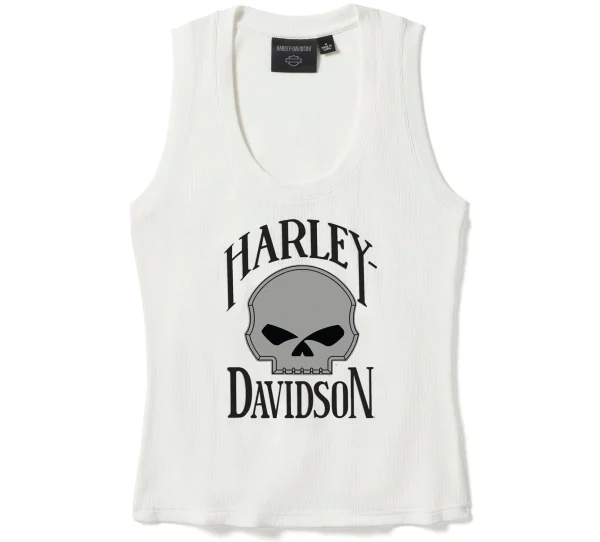 Harley-Davidson Willie G. Canotta a coste  skull per donna, canottiera bianco