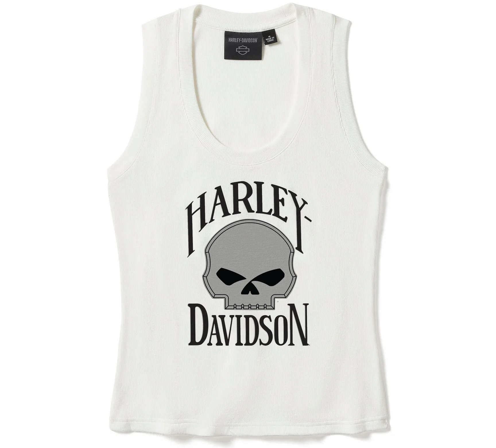 Harley-Davidson Willie G. Canotta a coste  skull per donna, canottiera bianco - immagine 1