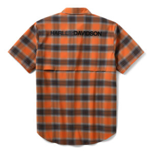 Camicia elasticizzata e traspirante H-D TECH da uomo - Plaid - Harley Orange & Harley Black - immagine 2