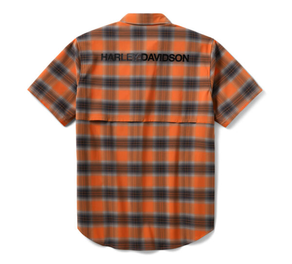 Camicia elasticizzata e traspirante H-D TECH da uomo - Plaid - Harley Orange & Harley Black