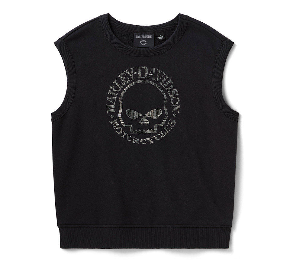 Maglia/Felpa  senza maniche Willie G Skull Bling  - Harley Black - immagine 1