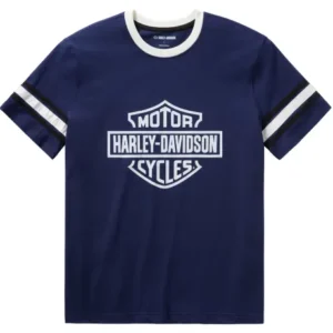 Harley-Davidson T-shirt Striscia Essenziale a Maniche '03 Blu Scuro Heather - immagine 1