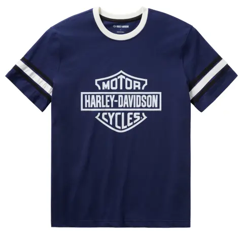 Harley-Davidson T-shirt Striscia Essenziale a Maniche '03 Blu Scuro Heather
