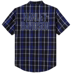Harley-Davidson Camiciaa Maniche Corte Essential Plaid blu/Bianco sporco - immagine 2