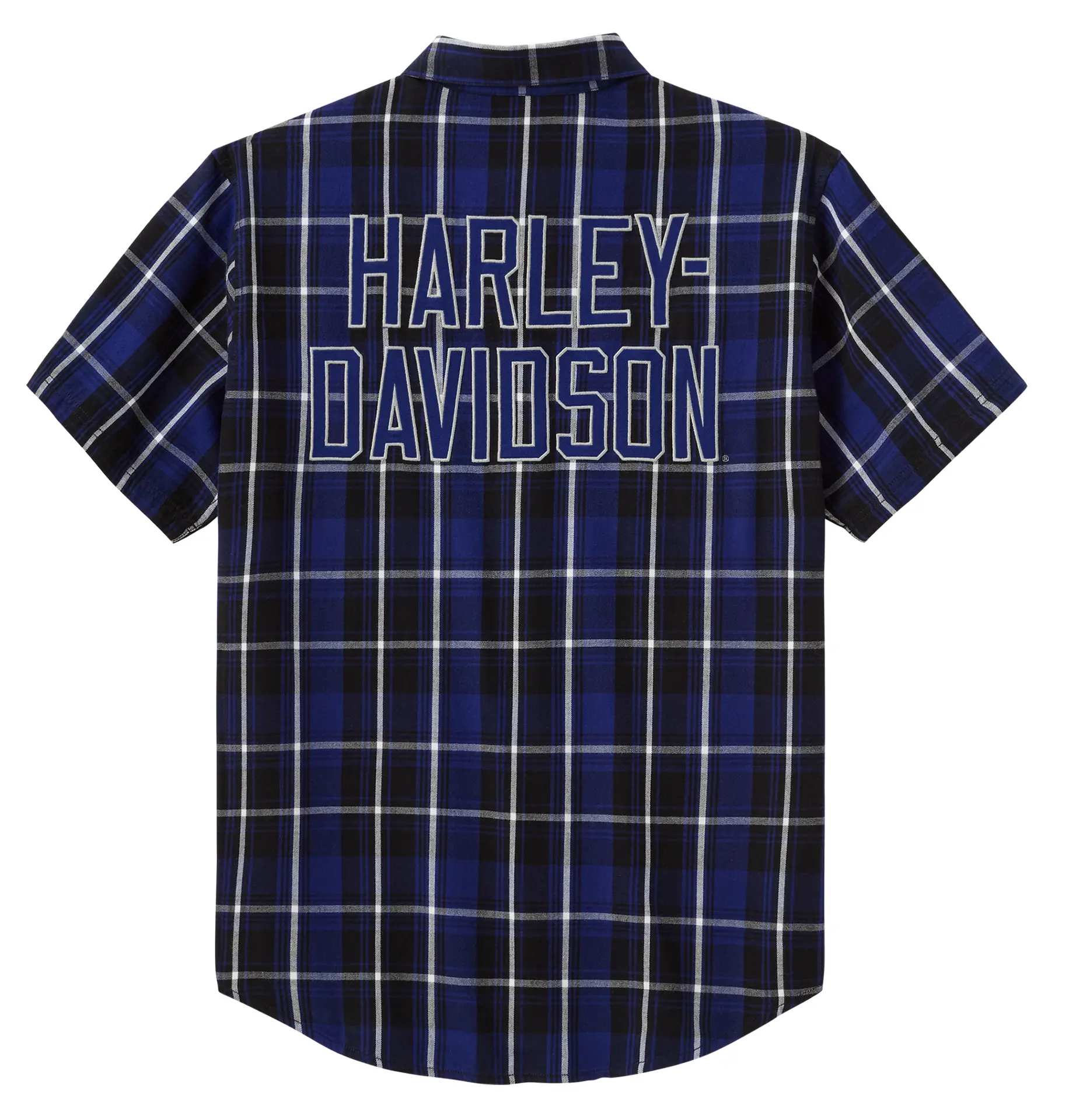 Harley-Davidson Camiciaa Maniche Corte Essential Plaid blu/Bianco sporco - immagine 2