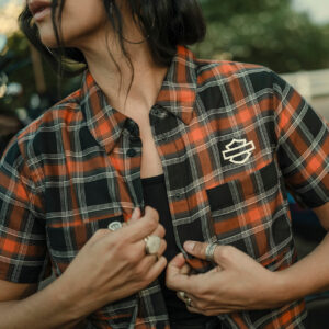 Camicia a maniche corte a quadri da donna H-D TECH - immagine 3