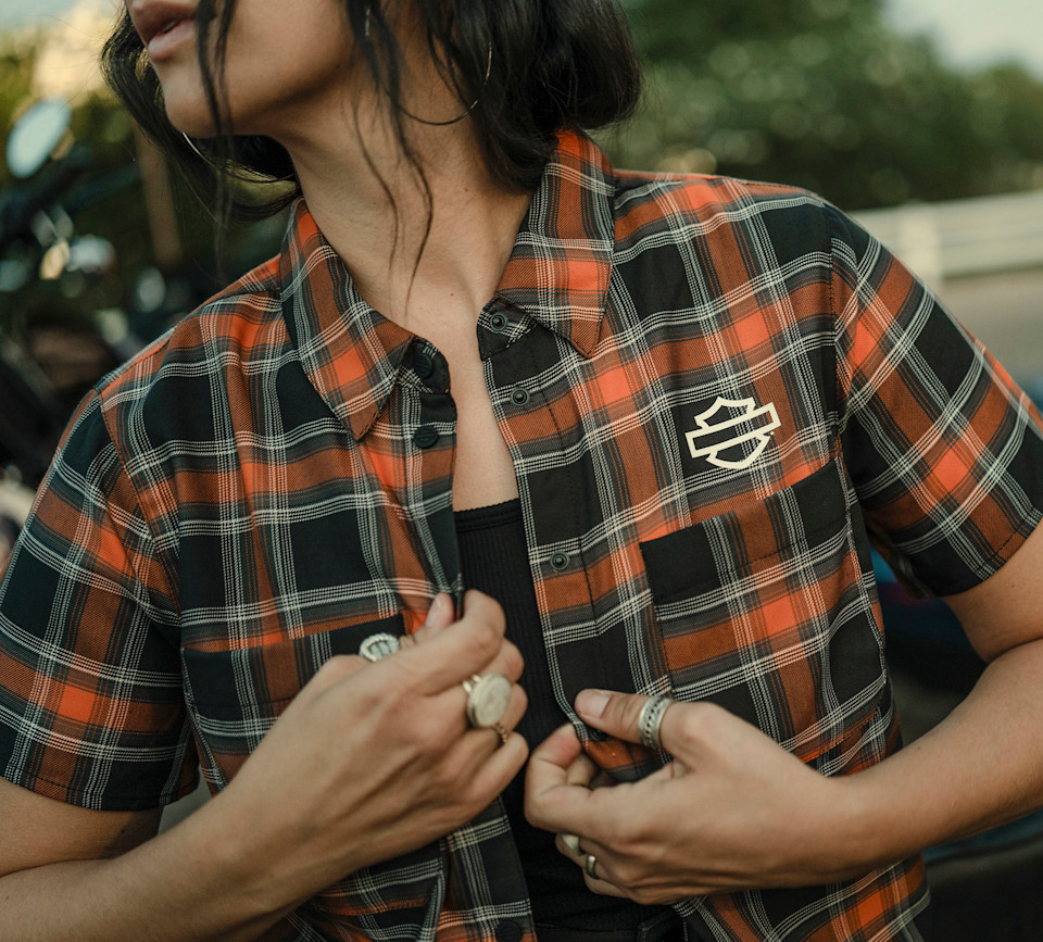 Camicia a maniche corte a quadri da donna H-D TECH - immagine 3
