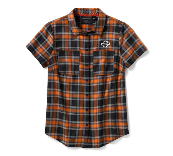 Camicia a maniche corte a quadri da donna H-D TECH