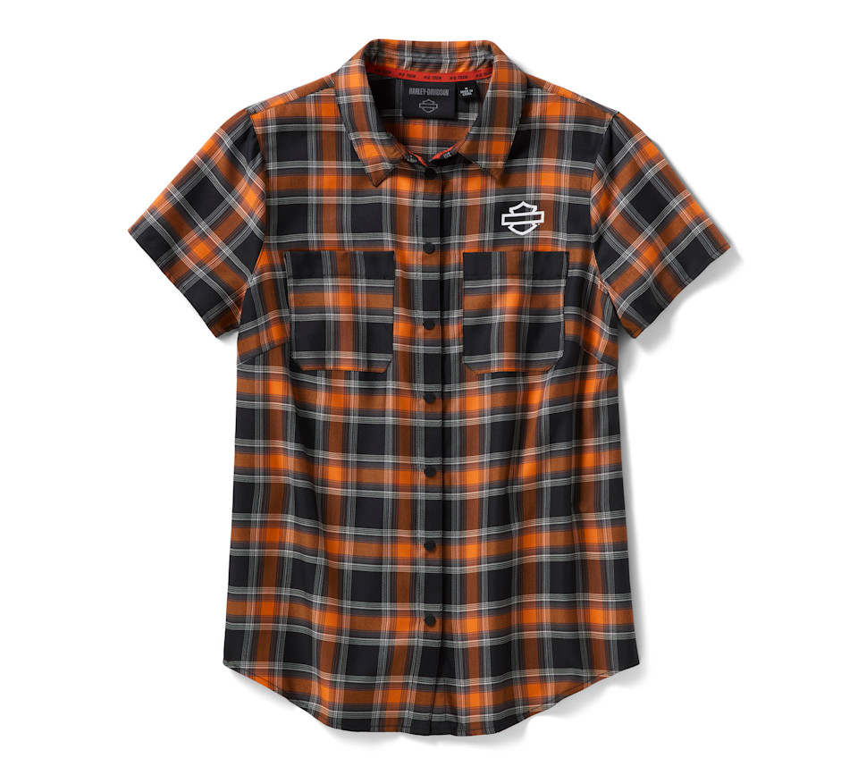 Camicia a maniche corte a quadri da donna H-D TECH - immagine 1
