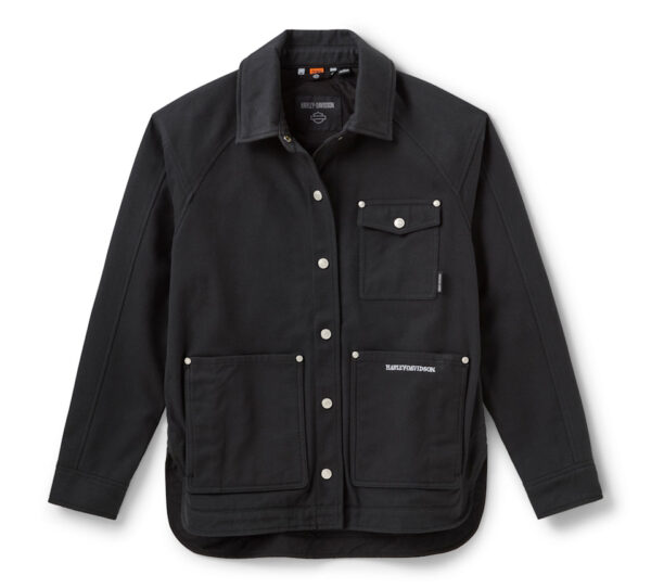 Giacca da moto femminile Willie G Skull con orlo arrotondato