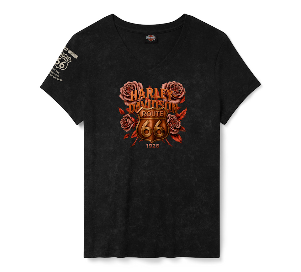 T-shirt leggendaria H-D Route 66 Foil  a maniche corte a V-Neck - immagine 1