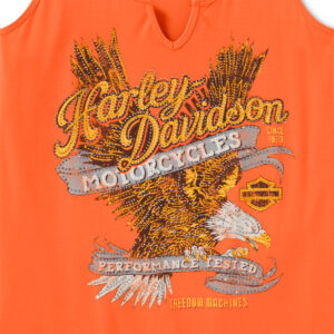 Canotta da donna Bling Live to Ride con scollo a V - Harley Orange - immagine 3