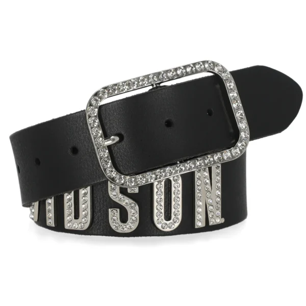 Cintura Harley-Davidson in metallo con lettere di strass in vera pelle, BMW046/08 nera