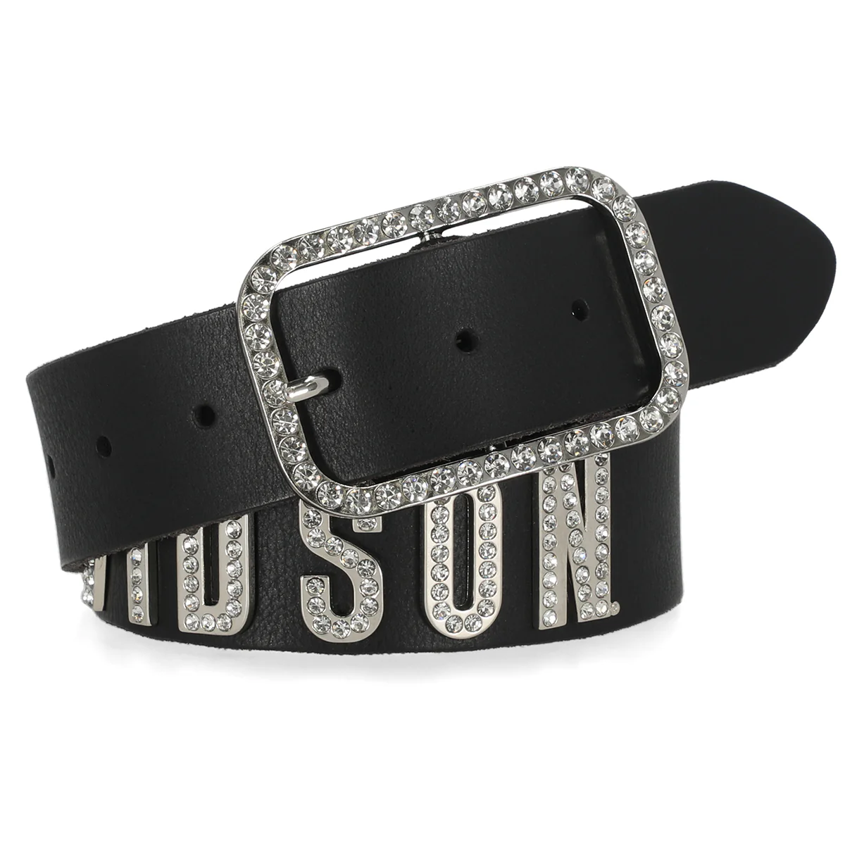 Cintura Harley-Davidson   in metallo con lettere di strass in vera pelle, BMW046/08 nera - immagine 1