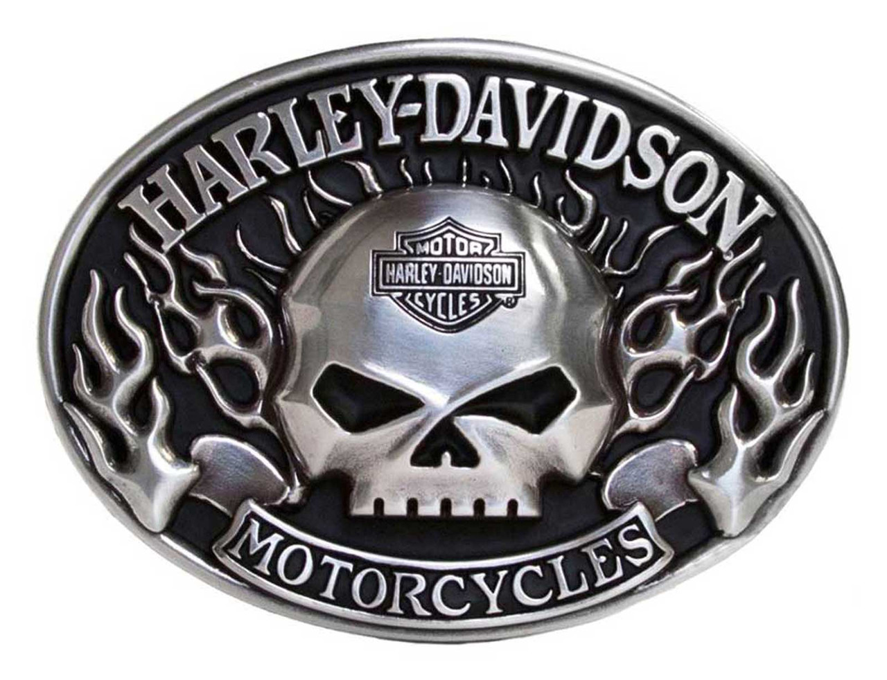 Fibbia per cintura teschio Harley-Davidson® Immunity e, finitura antica in nichel - immagine 1