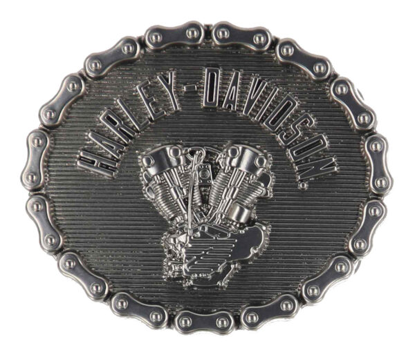 Fibbia della cintura per cintura Harley-Davidson® Knucklehead Biker, finitura in nickel