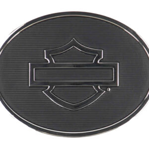 Fibbia per cintura con texture Harley-Davidson® Open Bar & Shield Ovale, finitura nera Voce # MAU016/08 - immagine 1