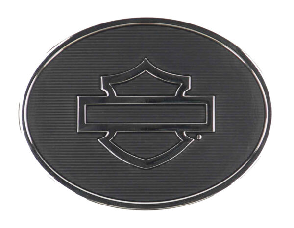 Fibbia per cintura con texture Harley-Davidson® Open Bar & Shield Ovale, finitura nera Voce # MAU016/08