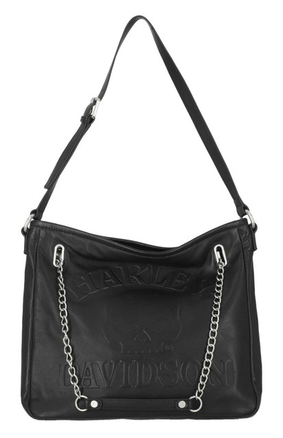 Borsa Harley-Davidson® con teschio rialzato in pelle autentica, nera Item # MHW181/08