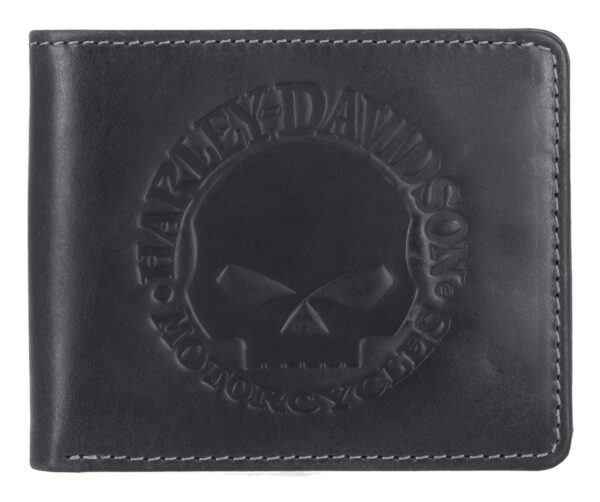 Portafoglio in pelle Billfold, nero Logo Teschio Willie G