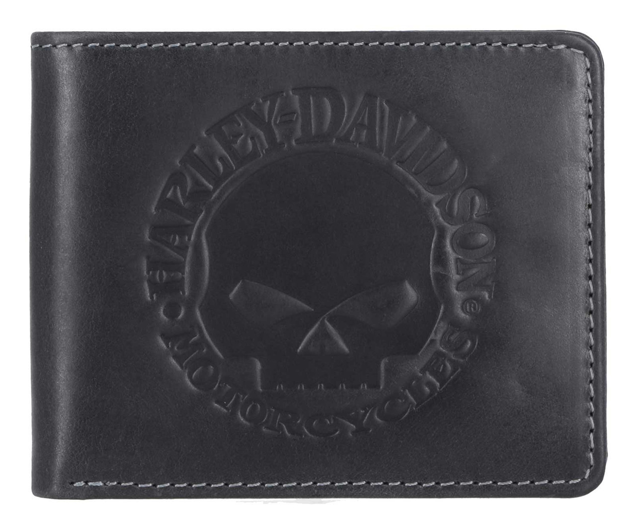 Portafoglio in pelle Billfold, nero  Logo Teschio  Willie G - immagine 1